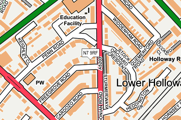 N7 9RF map - OS OpenMap – Local (Ordnance Survey)