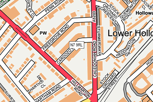 N7 9RL map - OS OpenMap – Local (Ordnance Survey)