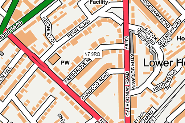 N7 9RQ map - OS OpenMap – Local (Ordnance Survey)