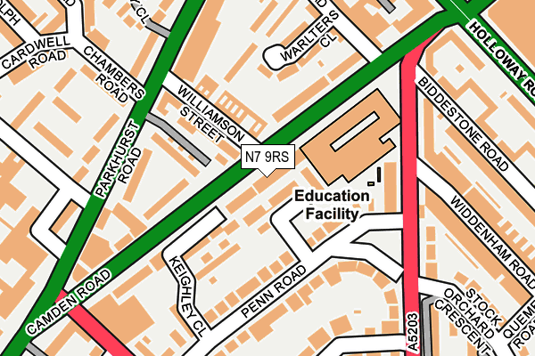 N7 9RS map - OS OpenMap – Local (Ordnance Survey)