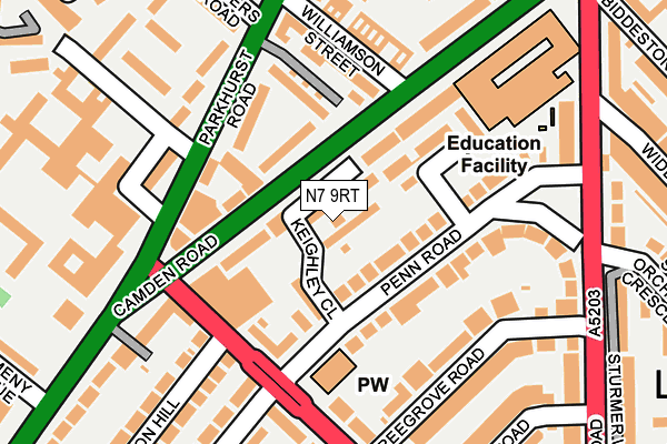 N7 9RT map - OS OpenMap – Local (Ordnance Survey)