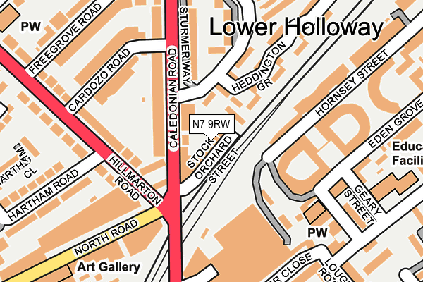 N7 9RW map - OS OpenMap – Local (Ordnance Survey)