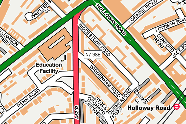 N7 9SE map - OS OpenMap – Local (Ordnance Survey)