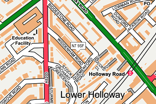 N7 9SF map - OS OpenMap – Local (Ordnance Survey)