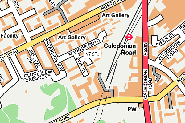 N7 9TJ map - OS OpenMap – Local (Ordnance Survey)