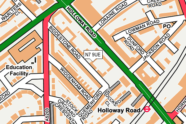 N7 9UE map - OS OpenMap – Local (Ordnance Survey)