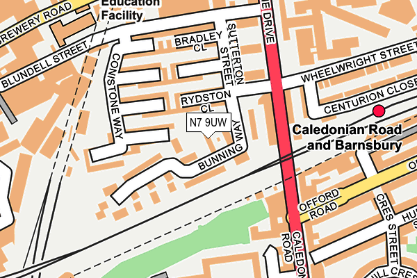 N7 9UW map - OS OpenMap – Local (Ordnance Survey)