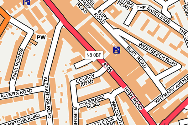 N8 0BF map - OS OpenMap – Local (Ordnance Survey)