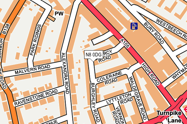 N8 0DG map - OS OpenMap – Local (Ordnance Survey)