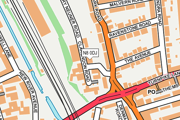 N8 0DJ map - OS OpenMap – Local (Ordnance Survey)