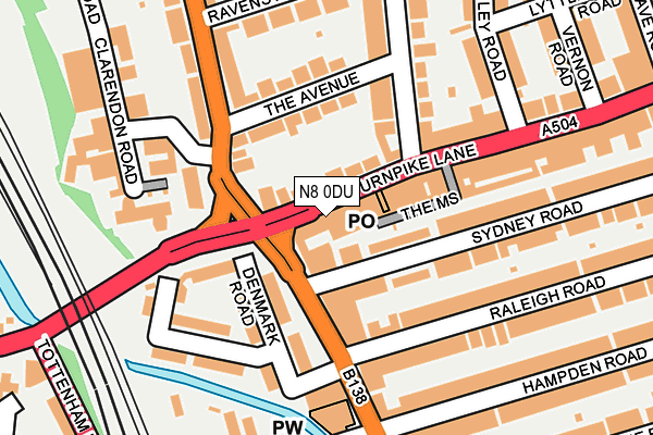 N8 0DU map - OS OpenMap – Local (Ordnance Survey)
