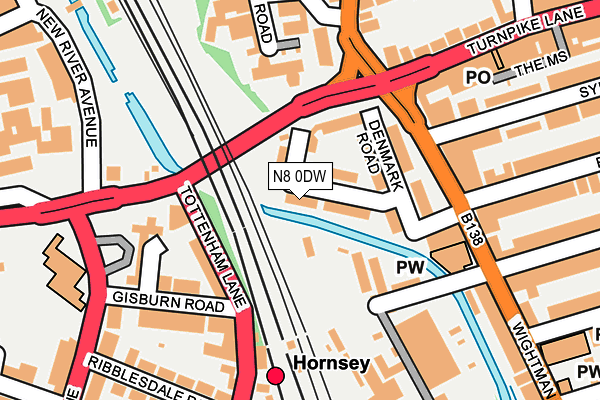 N8 0DW map - OS OpenMap – Local (Ordnance Survey)