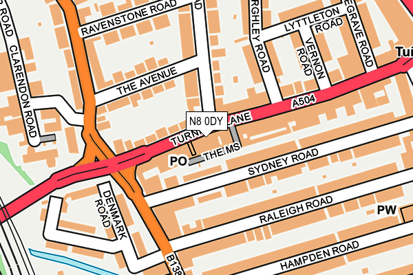 N8 0DY map - OS OpenMap – Local (Ordnance Survey)