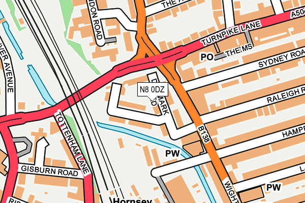 N8 0DZ map - OS OpenMap – Local (Ordnance Survey)
