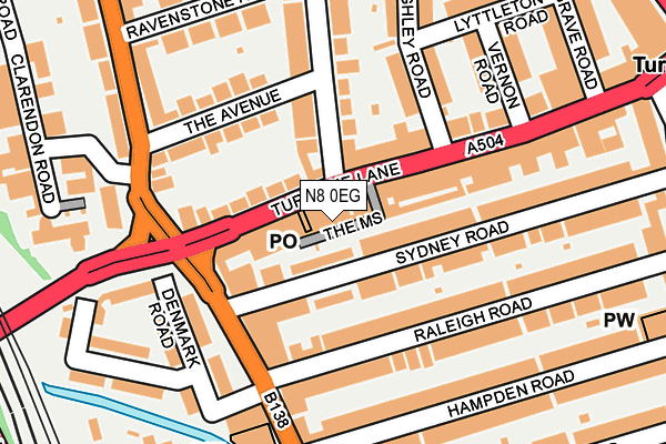 N8 0EG map - OS OpenMap – Local (Ordnance Survey)