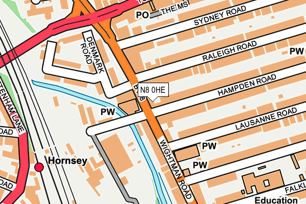 N8 0HE map - OS OpenMap – Local (Ordnance Survey)