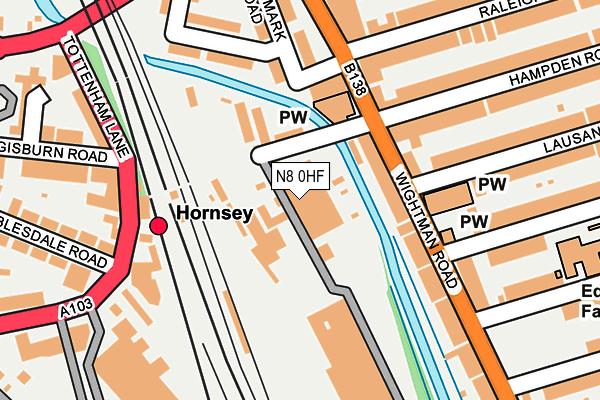 N8 0HF map - OS OpenMap – Local (Ordnance Survey)