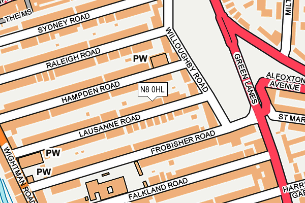 N8 0HL map - OS OpenMap – Local (Ordnance Survey)