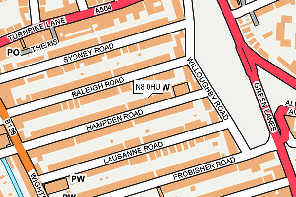 N8 0HU map - OS OpenMap – Local (Ordnance Survey)