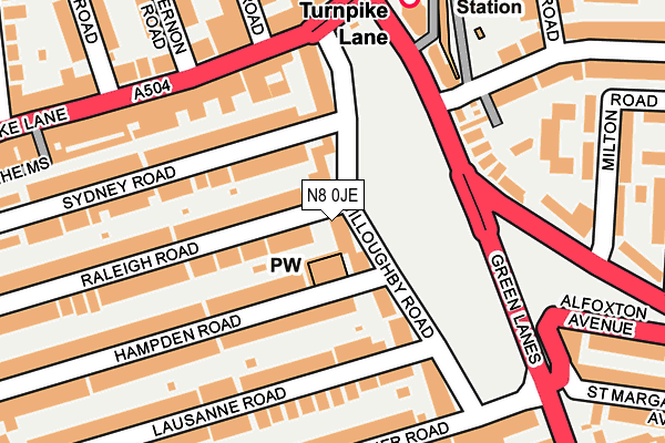 N8 0JE map - OS OpenMap – Local (Ordnance Survey)