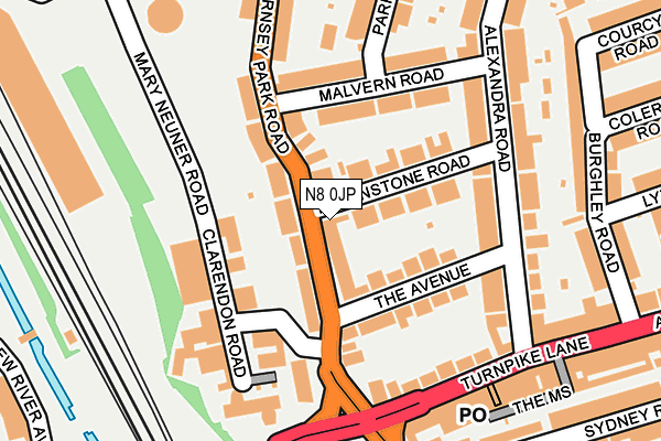 N8 0JP map - OS OpenMap – Local (Ordnance Survey)
