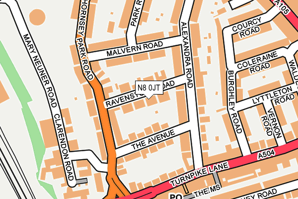 N8 0JT map - OS OpenMap – Local (Ordnance Survey)