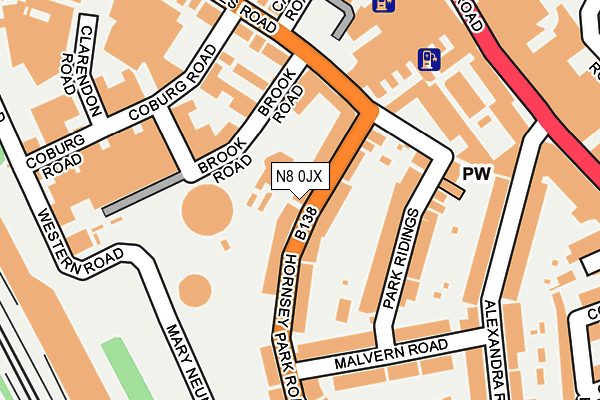 N8 0JX map - OS OpenMap – Local (Ordnance Survey)