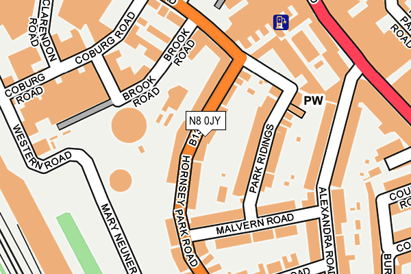 N8 0JY map - OS OpenMap – Local (Ordnance Survey)