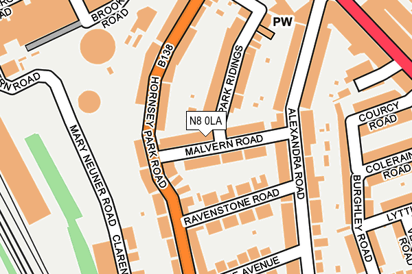 N8 0LA map - OS OpenMap – Local (Ordnance Survey)