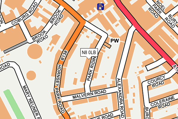 N8 0LB map - OS OpenMap – Local (Ordnance Survey)