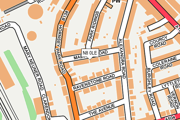 N8 0LE map - OS OpenMap – Local (Ordnance Survey)
