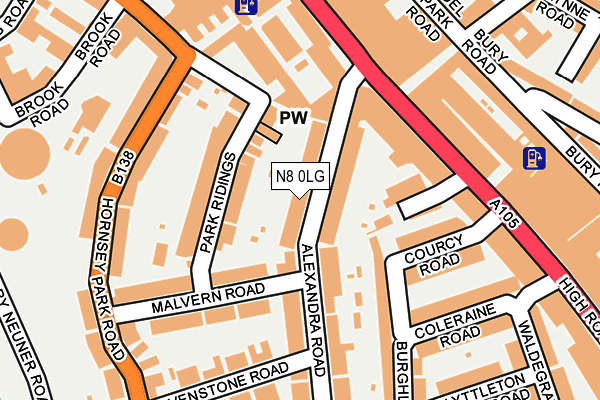 N8 0LG map - OS OpenMap – Local (Ordnance Survey)