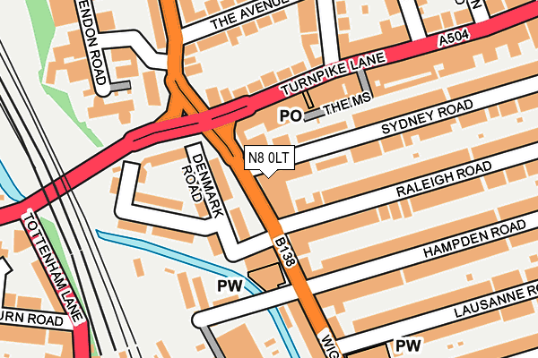 N8 0LT map - OS OpenMap – Local (Ordnance Survey)