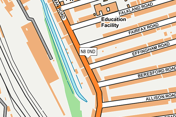 N8 0ND map - OS OpenMap – Local (Ordnance Survey)