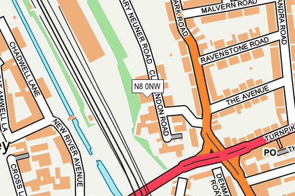 N8 0NW map - OS OpenMap – Local (Ordnance Survey)