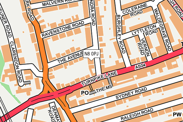 N8 0PJ map - OS OpenMap – Local (Ordnance Survey)