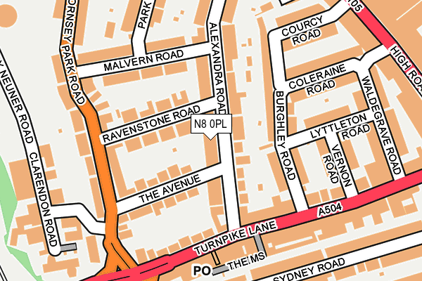 N8 0PL map - OS OpenMap – Local (Ordnance Survey)