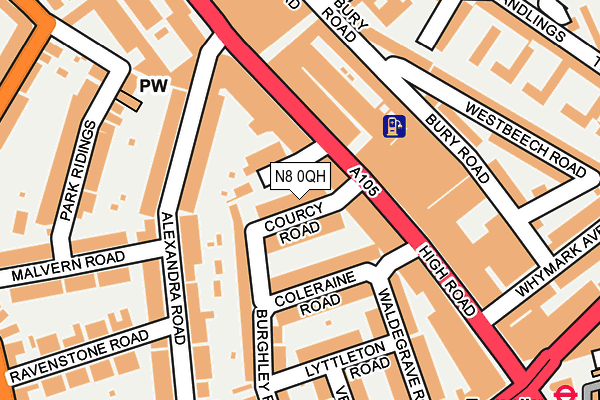 N8 0QH map - OS OpenMap – Local (Ordnance Survey)