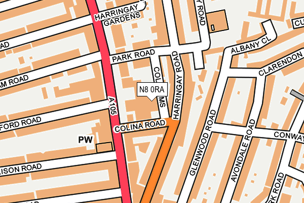 N8 0RA map - OS OpenMap – Local (Ordnance Survey)