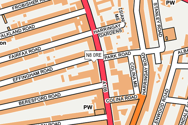 N8 0RE map - OS OpenMap – Local (Ordnance Survey)