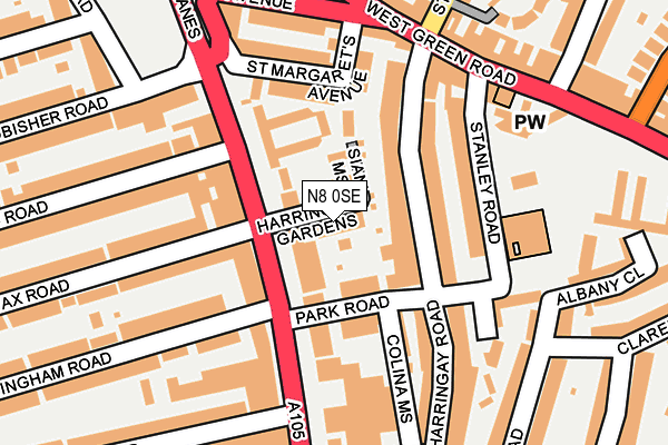 N8 0SE map - OS OpenMap – Local (Ordnance Survey)