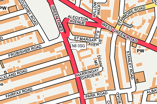 N8 0SG map - OS OpenMap – Local (Ordnance Survey)