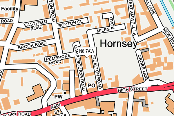 N8 7AW map - OS OpenMap – Local (Ordnance Survey)