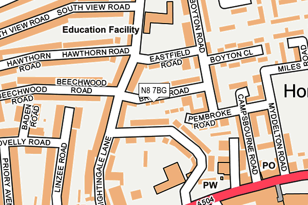 N8 7BG map - OS OpenMap – Local (Ordnance Survey)