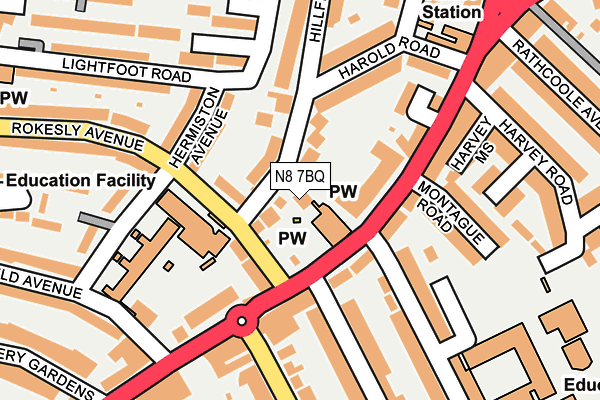 N8 7BQ map - OS OpenMap – Local (Ordnance Survey)