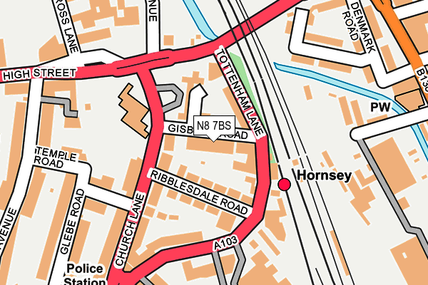 N8 7BS map - OS OpenMap – Local (Ordnance Survey)