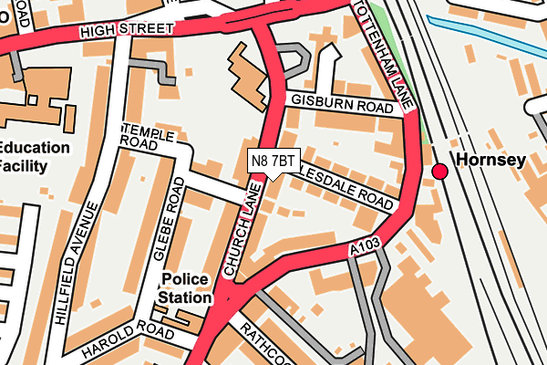 N8 7BT map - OS OpenMap – Local (Ordnance Survey)