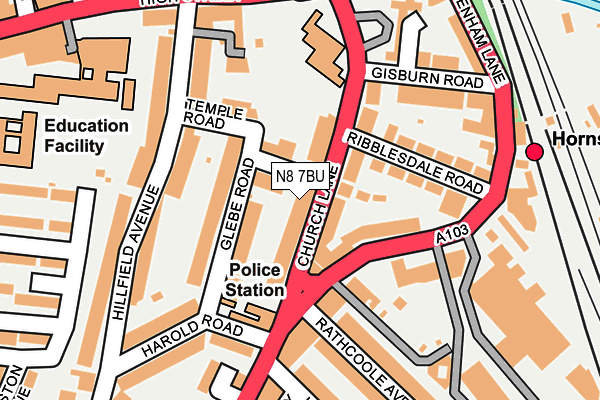 N8 7BU map - OS OpenMap – Local (Ordnance Survey)