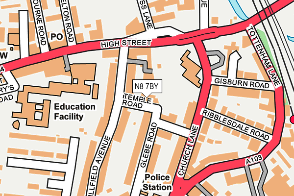 N8 7BY map - OS OpenMap – Local (Ordnance Survey)