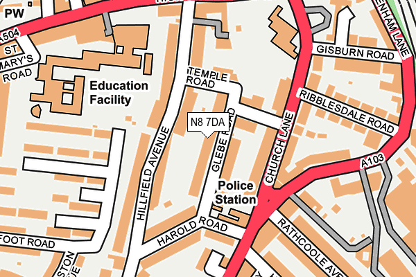 N8 7DA map - OS OpenMap – Local (Ordnance Survey)